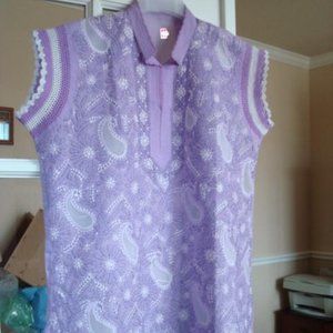 NEW PURPLE NEEDLE EMBROIDERED TUNIC 46